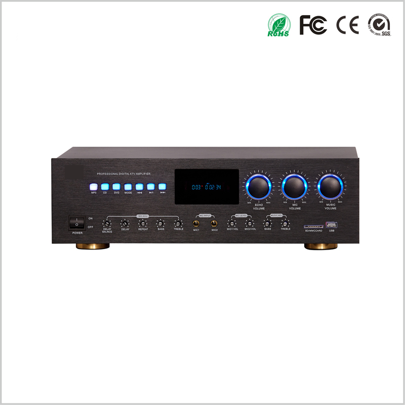 2 Channel Karaoke Amplifier With Feedback、USB、Bluetooth And Remote Control