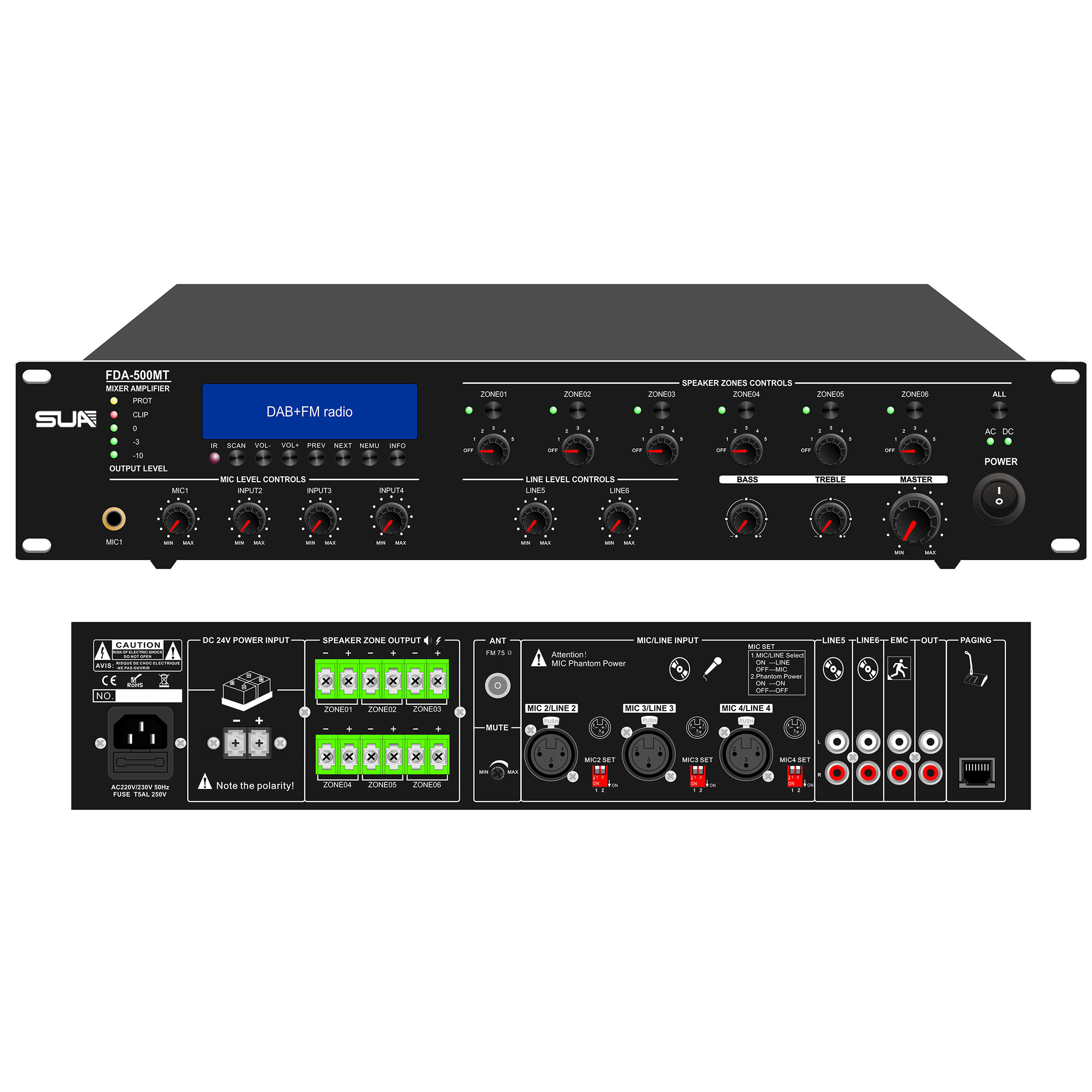 6 zone  mixer  amplifier with DAB+