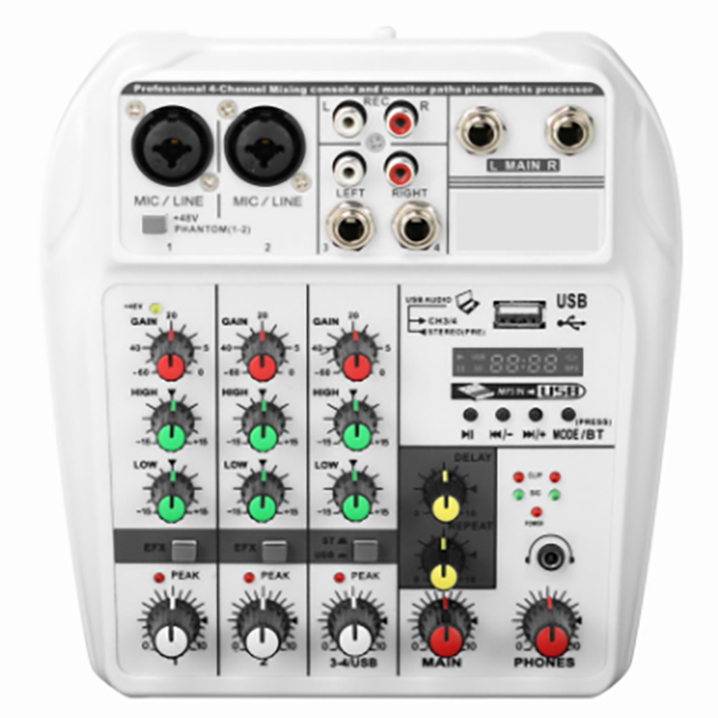 Mini 4 Channel USB Audio Mixer Console With Bluetooth