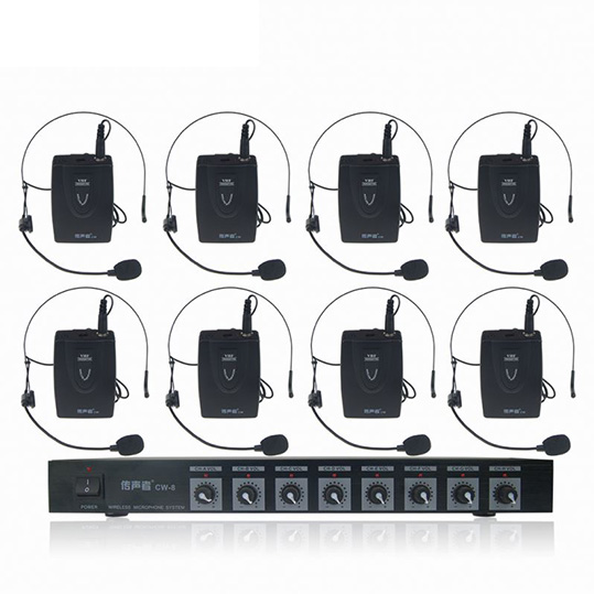  Eight Headset Wireless Mic 8 Channels Microphone For Business